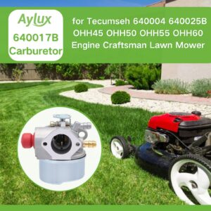 Aylux 640017B Carburetor with Air Filter for Tecumseh 640004 640014 640117 640025 640025B OHH45 OHH50 OHH55 OHH60 OHH65 Engine Craftsman Lawn Mower