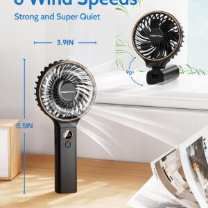 SWEETFULL Handheld Fan, Portable Fan, 5000mAh Rechargeable Battery, 6 Speed Wind, LED Display, Personal Mini Travel Fan with Backup Power, Hand Held Fan USB Foldable Electric Fan for Women Girl