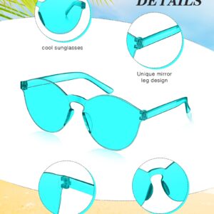 12 Pack Colored Glasses Round Rimless Sunglasses Transparent Candy Colored Sunglasses Tinted Eyewear Cool Sunglasses (Multi Color)