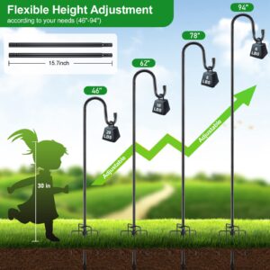 Bird Feeder Pole Hanger - 78 Inch Heavy-duty Shepherds Hooks for Outdoor Garden Decor,Adjustable 5 Prong Shepards Hook Hummingbird Feeder Stand for Hanging Birdfeeders,Wind Chime,Plant - Black