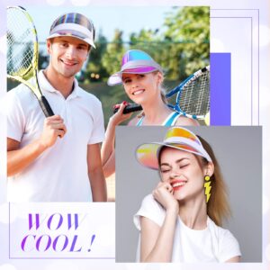 24 Pieces Sun Visor Hats Adjustable Beach Golf Cap Clear Visor Hats for Women Men UV Protection Translucent Hat for Sports Outdoor Activities (Silver, Purple, Blue)