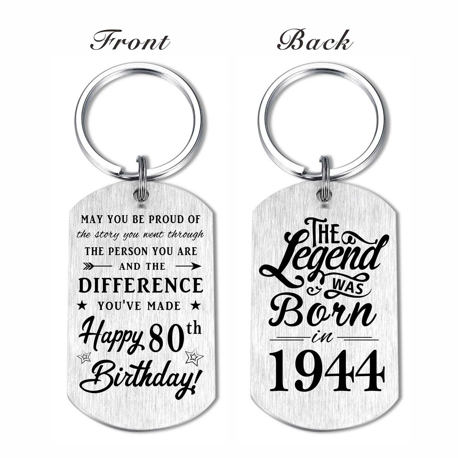 Yobent 80th Birthday Gifts for Men 1944, Happy 80th Birthday Keychain, 80 Year Old Birthday Gifts for Women, The Legend was Born in 1944