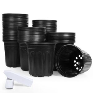 jeria 100-pack 1 gallon flexible plant nursery pots with 100pcs plant labels,thickened soft plastic seedling pots,seed starting pot flower plant container for succulents，seedlings