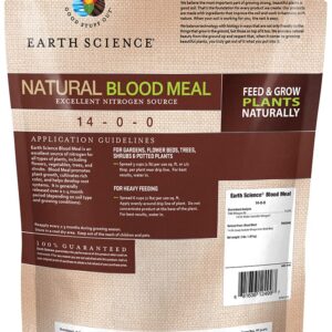 Earth Science – Natural Blood Meal Plant Food – Feed & Grow Plants Naturally – Activate Compost Piles – Vibrant Color –More Blooms and Bigger Harvests 3lb