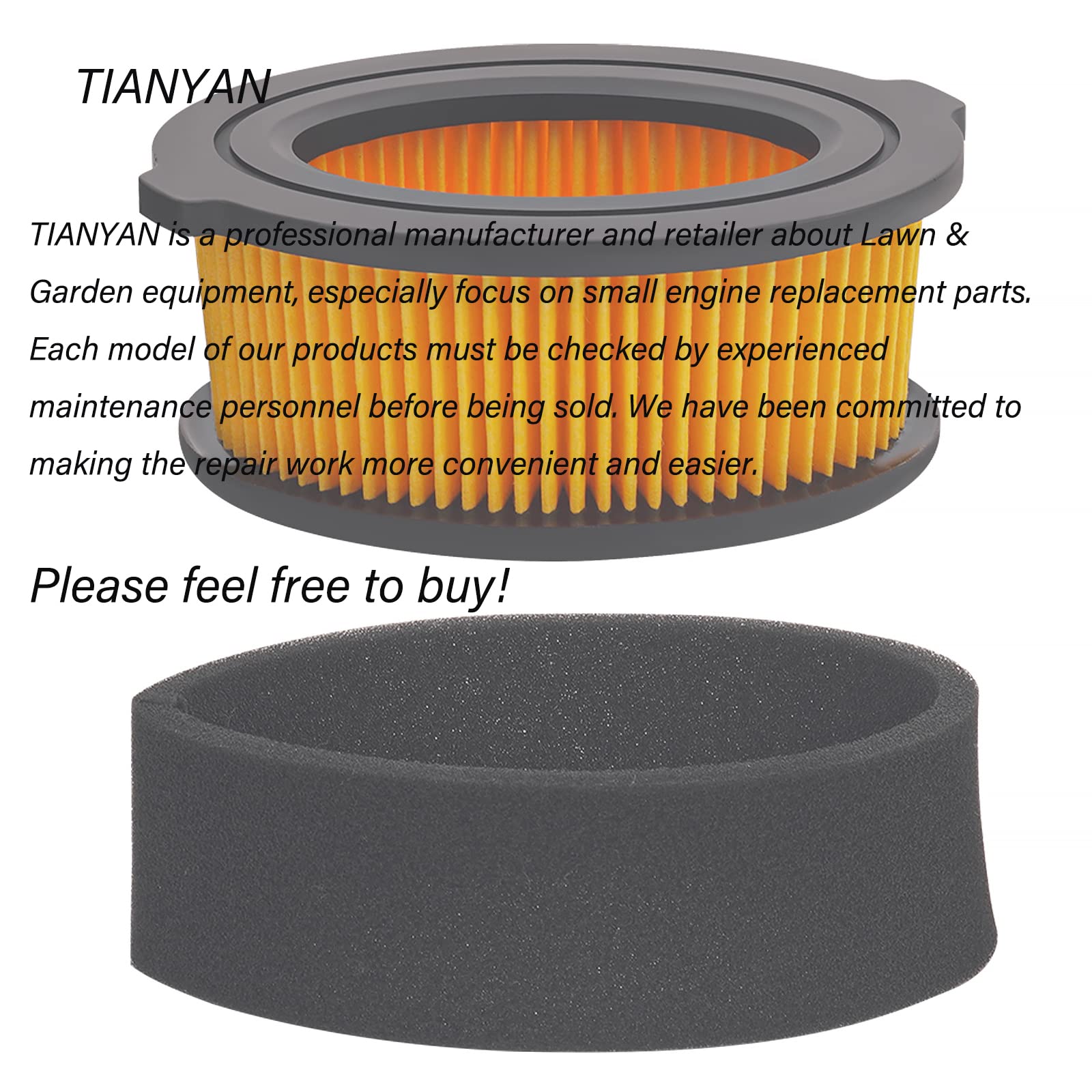 TIANYAN 2pcs 951-10794 751-10794 951-14262 Air Filter Replacement for MTD 751-14262 Premium OHV engine 208cc Troy-Bilt MTD Gold Craftsman Yard-Man Yard Machines Huskee Bolens Cultivator Tiller