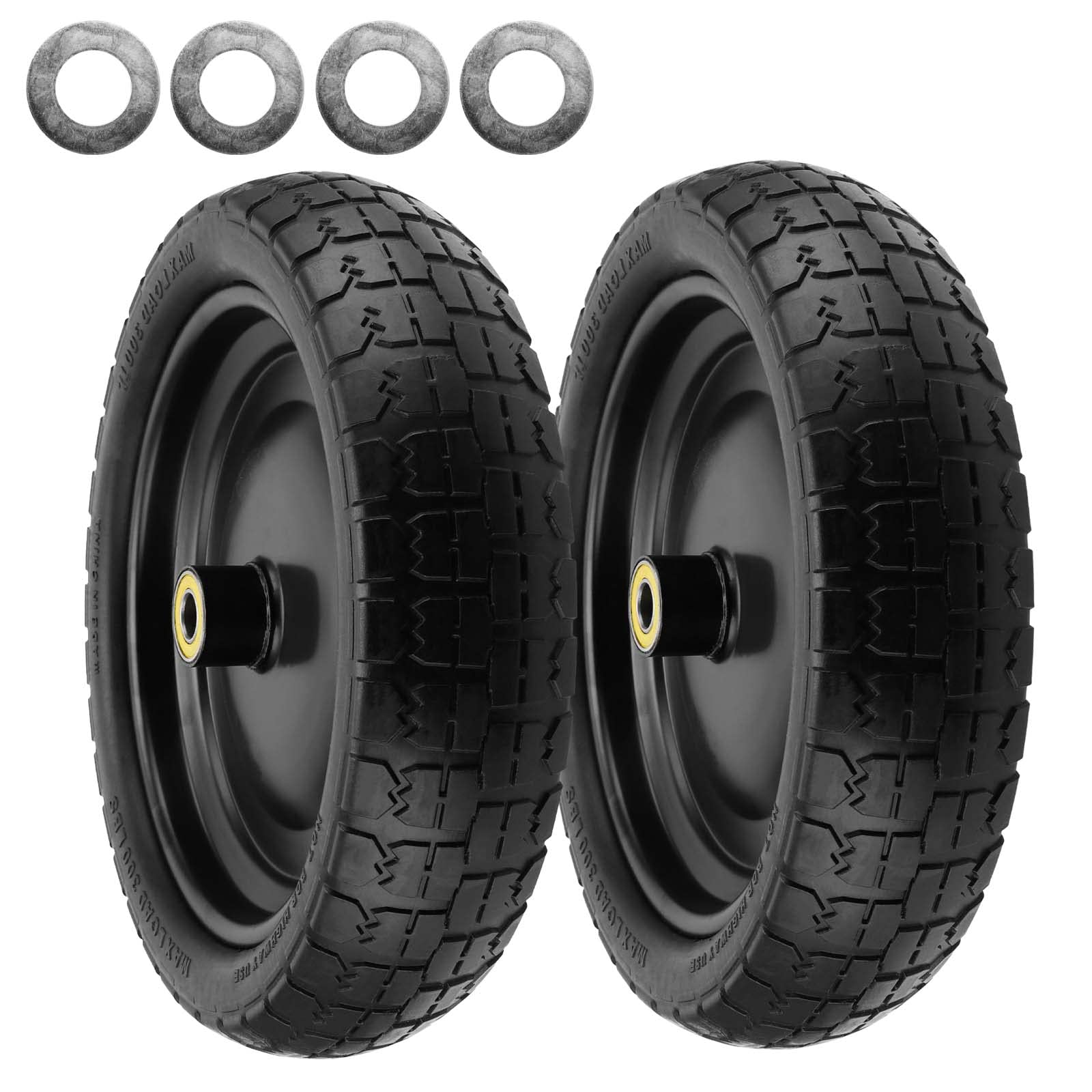 TAICHEUT 2 Pack 13 Inch Flat-Free Tires for Carts, Gorilla Cart Replacement Wheels, Heavy Duty Solid Replacement Tires with 5/8 Inch Bearings for Wheelbarrow, Trolleys, Hand Trucks, Utility Carts