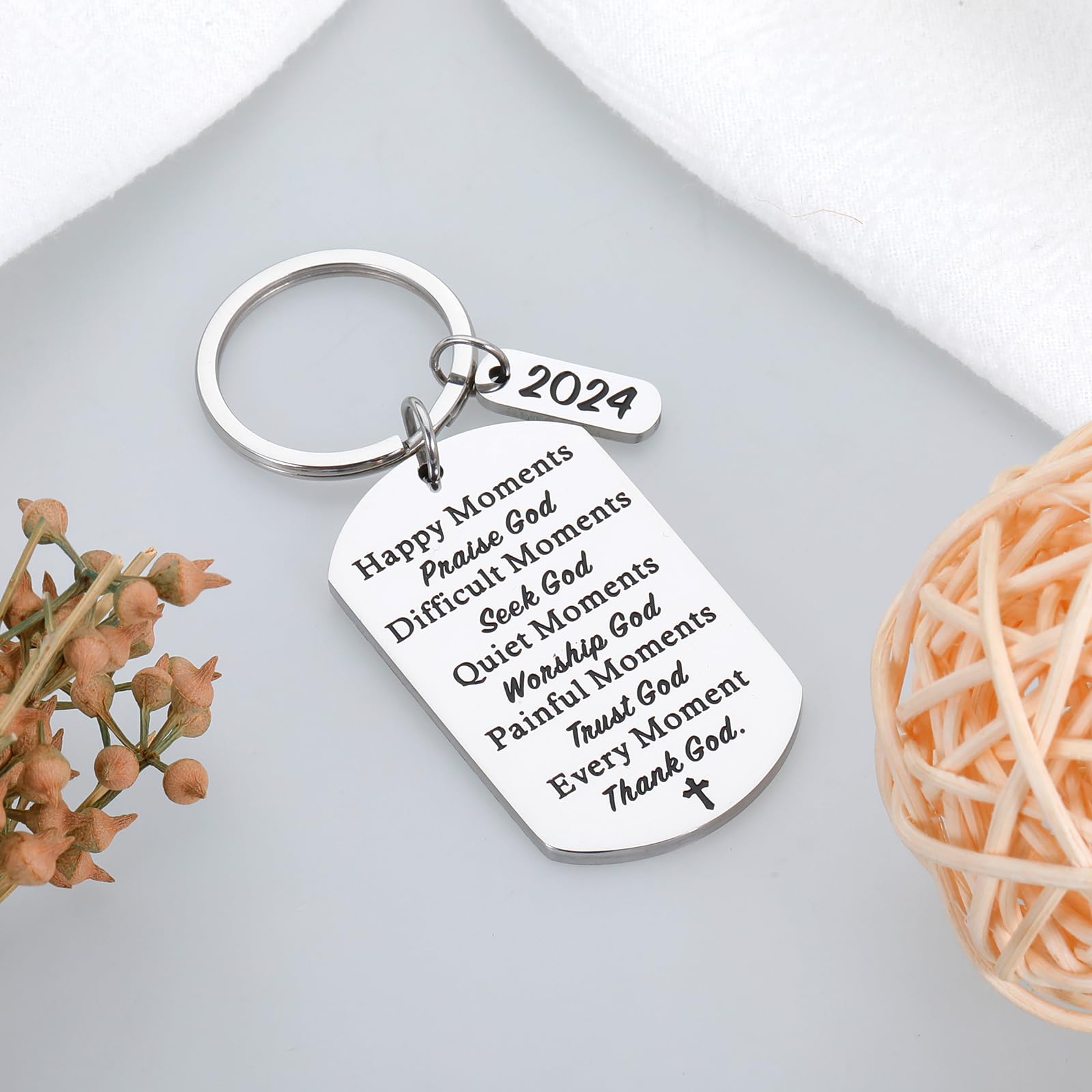 Baptism Gifts for Women Men Christian Bible Verse Religious Gift for Friends Faith Keychain 2024 Graduation Gift for Him Her High School Student Son Daughter Birthday First Communion Gift for Girl Boy