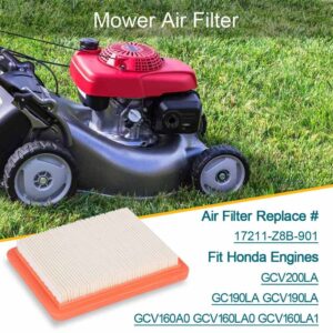 Emmawin 17211-Z8B-901 Air Filter, 4 Pack HRX217 Air Filter for Honda GCV160LA1 GCV190LA Engine Harmony II HRR216 HRR216K9VKAA HRS216 HRN216 Walk Behind Mower