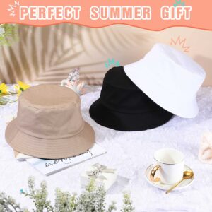 3 Pcs XXL Bucket Hat for Big Head Summer Oversize Fisherman Hats Travel Beach Hat Unisex Cotton Hat Lightweight Fishing Hats for Women Men Teen Outdoor Vacation, Black Khaki and White