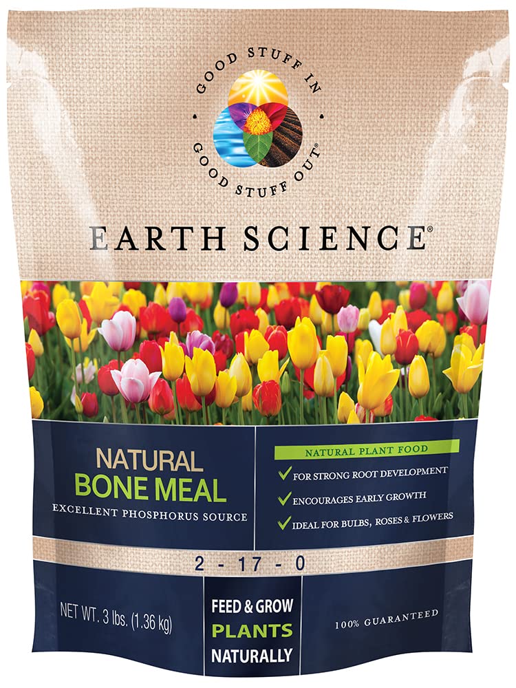 Earth Science – Natural Bone Meal Plant Food – Plant Mix for Bulbs, Gardens, Potted Plants, Trees, and Shrubs 3lb