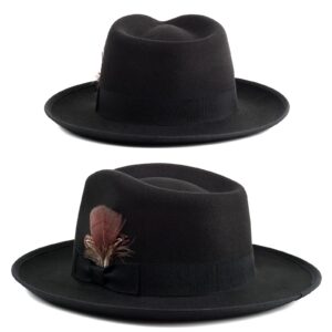 FADACHY Fedora Hats for Men & Women Wide Brim Felt Hat Dress Panama Trilby Hats Black Fedora