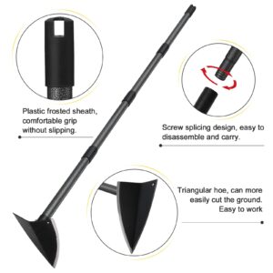 SANDEGOO Hoe Garden Tool,60 Inch Garden Hoe Triangle Gardening Hoe with Sharp Blade for Digging,Weeding,Cutting and Loosing Soil,Adjustable Length Metal Handle(5 FT)