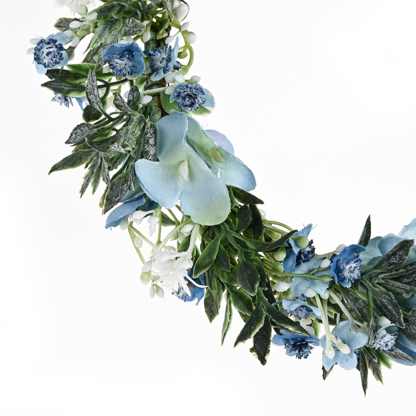 Fleursun Adjustable Bridal Flower Crown Boho Hair Wreath Fairy Accessories for Women Green Leaf Headband (A/blue green)