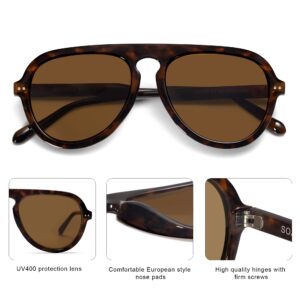 SOJOS Retro Aviator Sunglasses Womens Mens Vintage Plastic Frame Shades Lentes De Sol Para Mujer SJ2255 Brown