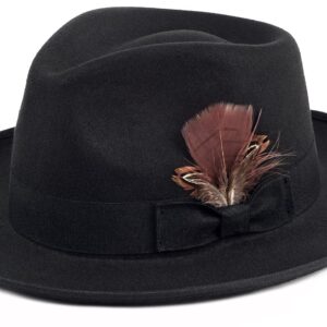 FADACHY Fedora Hats for Men & Women Wide Brim Felt Hat Dress Panama Trilby Hats Black Fedora