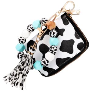 Abaodam 2Pcs Wrist Keychain Wallet Cow Key Wallet Holder Card Case with Keychain