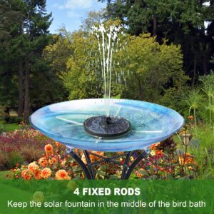 Yzert Solar Fountain with 2000 mAh Battery Backup Works in Cloudy, Glass Solar Powered Bird Bath Fountains with 7 Nozzles, 3.5 W Solar Fountain Pump for Birdbath,Garden, Outdoor, Pond (Black)