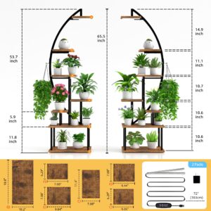 BACEKOLL Tall Plant Stand Indoor with Grow Light, 7 Tiered Metal for Plants Multiple, Large Holder Display Shelf, Half-Moon Shape Rack Living Room, Patio, Balcony