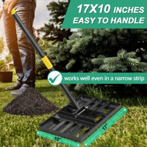 Lawn Leveling Rake, 17x10 Heavy Duty Lawn Leveler with Adjustable Handle Dirt Ground Level Tool for Yard Garden (72 Inch)