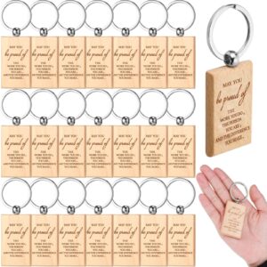 unittype 30 pcs inspirational gifts wodden keychains bulk employee appreciation gift for tanksgiving christmas volunteer staff(rectangle employee style)