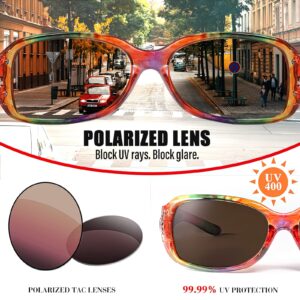 FIMILU Sunglasses for Women Polarized UV400 Protection Wrap Around Glasses Trendy Butterfly Decor Fashion Accessories