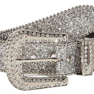 INOGIH Glitter Western Cowboy Style Rhinestone Belt Luxury Bling Bling Diamond Crystal Studded Belts for Jeans Pants Dress