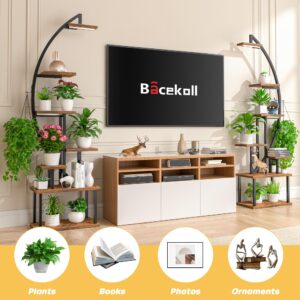 BACEKOLL Tall Plant Stand Indoor with Grow Light, 7 Tiered Metal for Plants Multiple, Large Holder Display Shelf, Half-Moon Shape Rack Living Room, Patio, Balcony