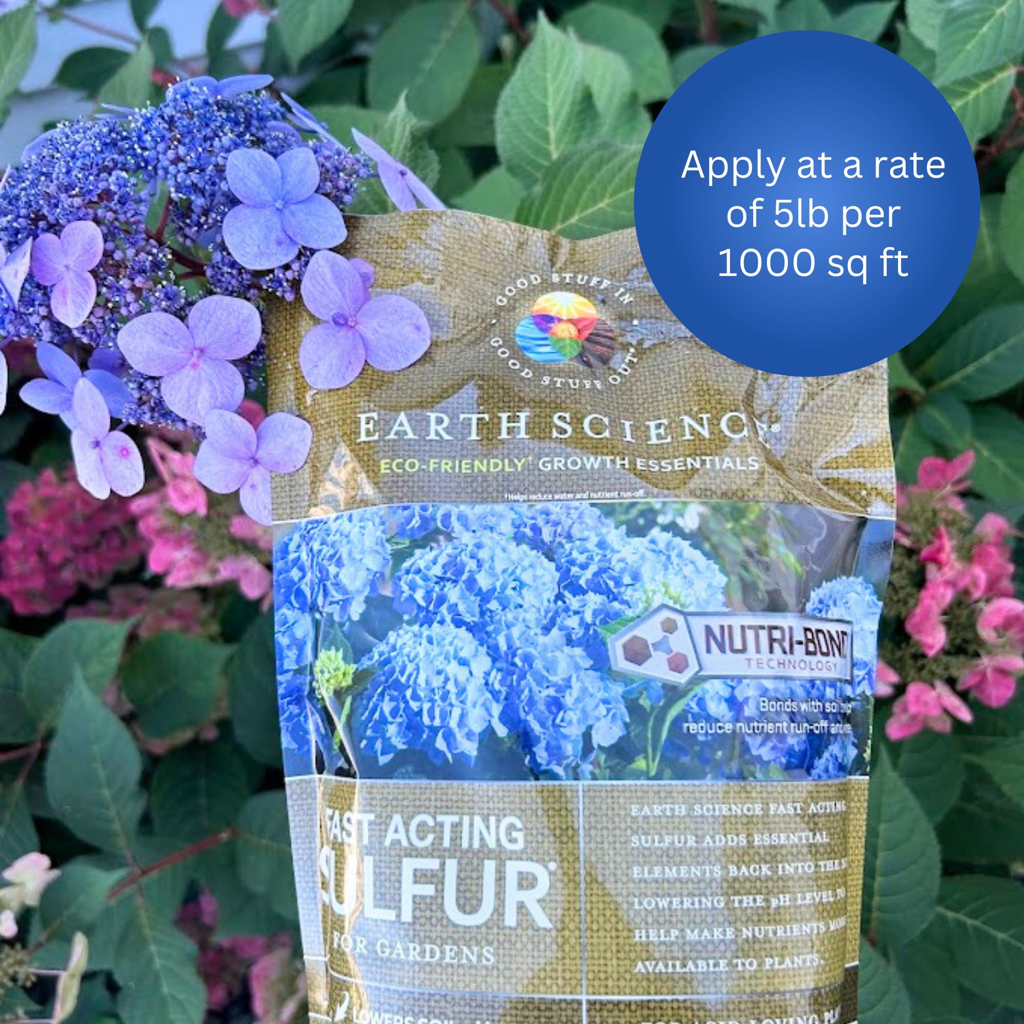 Earth Science Fast Acting Sulfur - Instantly Lower pH of Soil & Reduce Nutrient Runoff for Improved Growth & Color - Long Lasting Lawn Care for Acid Loving Plants (5lb)