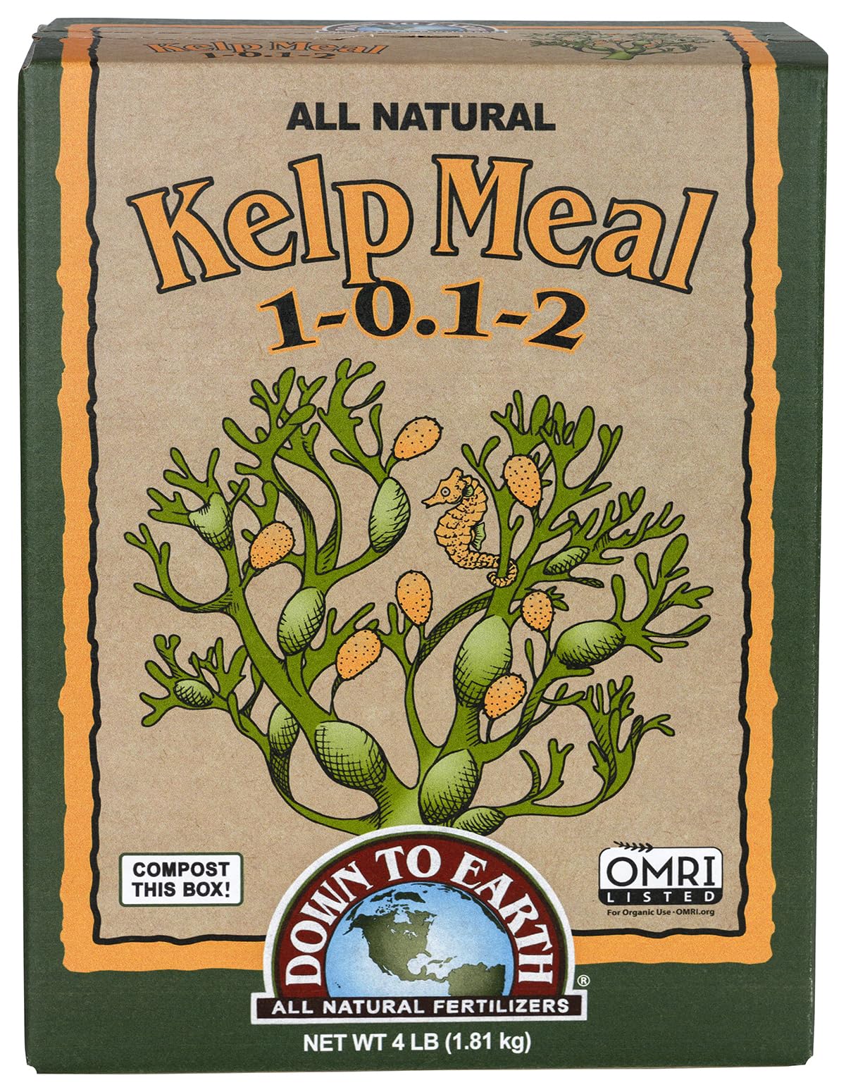 Down to Earth Organic Kelp Meal Fertilizer Mix 1-0.1-2, 4 lb