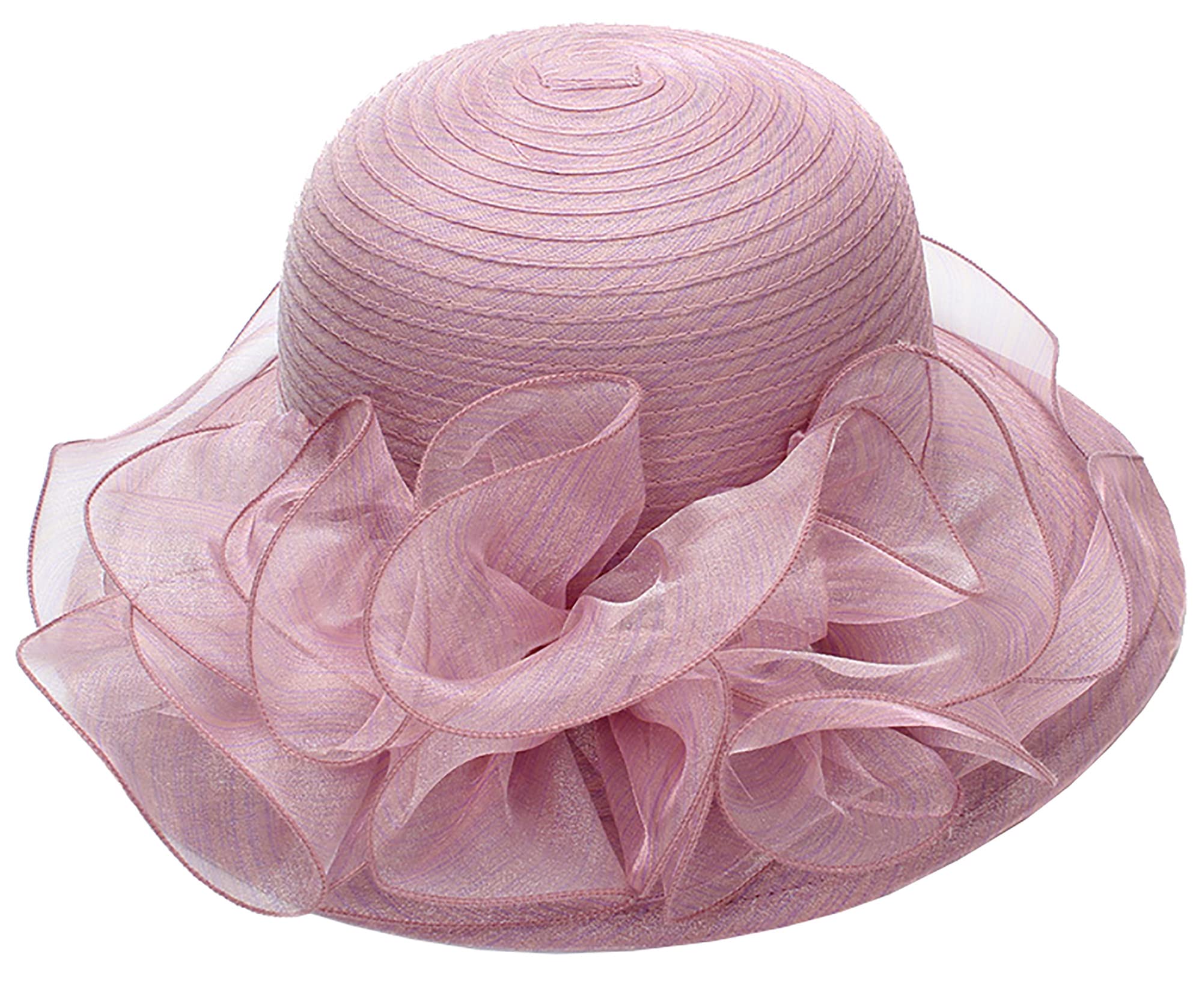 Women's Organza Kentucky Fascinator Hat Derby Cloche Bowler Hat Cocktail Tea Party Wedding Sun Hat Purple