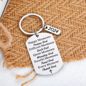 Baptism Gifts for Women Men Christian Bible Verse Religious Gift for Friends Faith Keychain 2024 Graduation Gift for Him Her High School Student Son Daughter Birthday First Communion Gift for Girl Boy