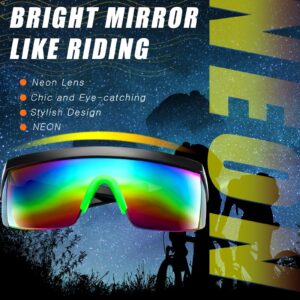 Fabbay 12 Pairs 90s Sunglasses Neon Semi Rimless Rainbow 80s Zigzag Sunglasses Goggle Style Retro Rave Shades Glasses for Men Women Halloween Cosplay