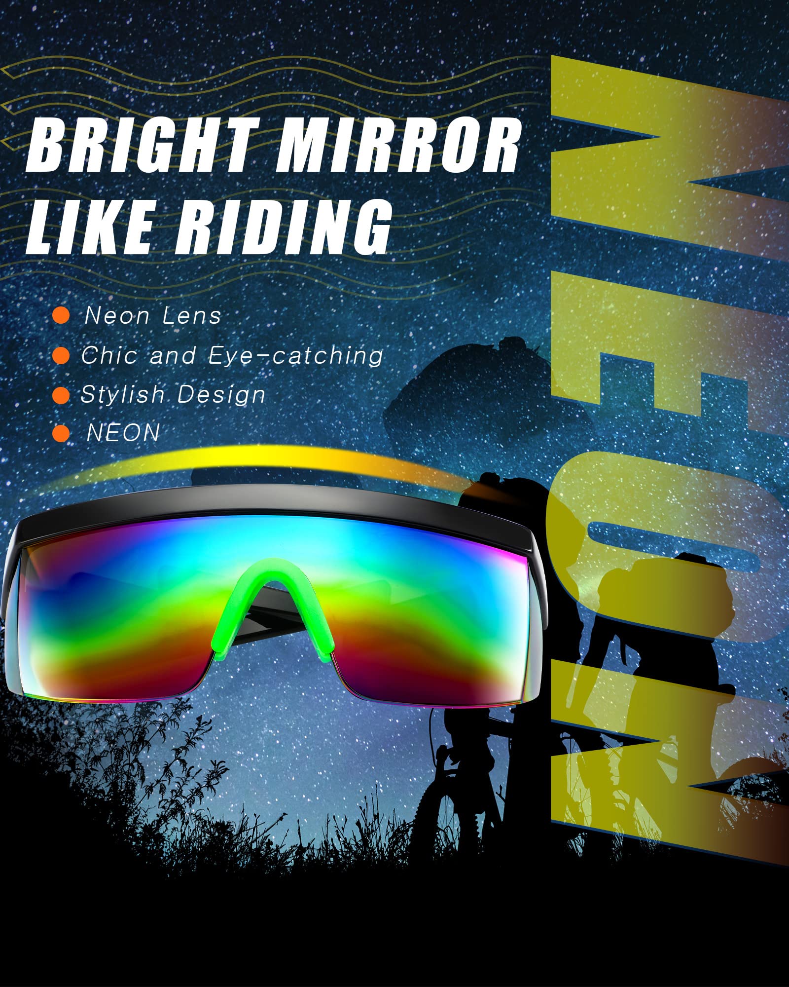 Fabbay 12 Pairs 90s Sunglasses Neon Semi Rimless Rainbow 80s Zigzag Sunglasses Goggle Style Retro Rave Shades Glasses for Men Women Halloween Cosplay