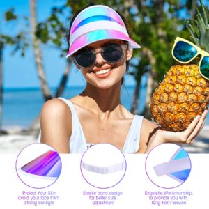 24 Pieces Sun Visor Hats Adjustable Beach Golf Cap Clear Visor Hats for Women Men UV Protection Translucent Hat for Sports Outdoor Activities (Silver, Purple, Blue)