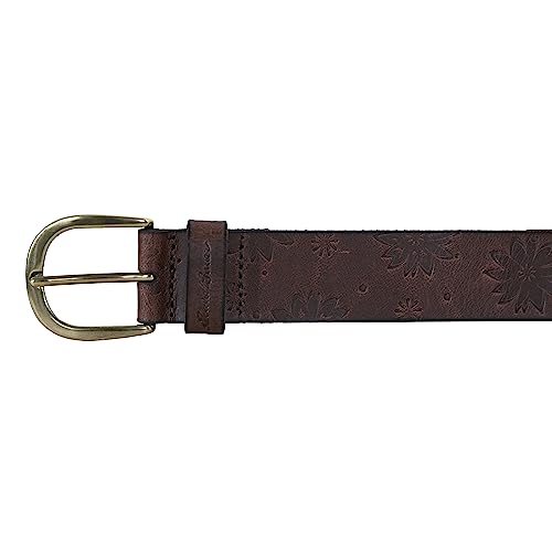 Eddie Bauer Women's Casual Leather Belts, One Size Fits Most, Floral Tooled-Brown, Small