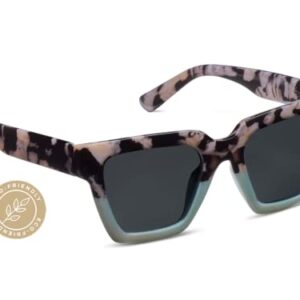 Peepers by PeeperSpecs Women's Out of Office Sun Square Polarized, No Correction Sunglasses, Black Marble/Mint, 51 + 0