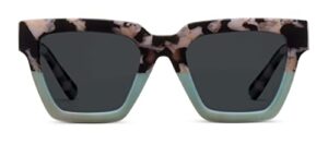 peepers by peeperspecs women's out of office sun square polarized, no correction sunglasses, black marble/mint, 51 + 0