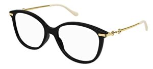 gucci gg0967o 001 eyeglasses women's black/gold/beige full rim optical frame