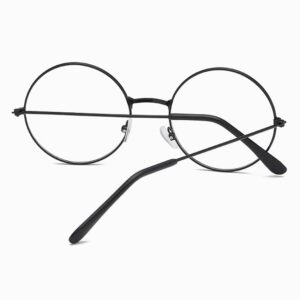 SOHUPAC Classic Round Glasses Retro Circle Eyeglasses Clear Lens Metal Frame Accessories Non-Prescription For Men Women (Black)