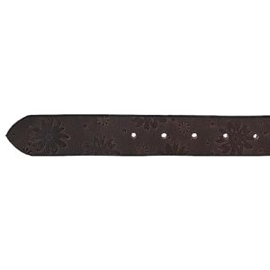 Eddie Bauer Women's Casual Leather Belts, One Size Fits Most, Floral Tooled-Brown, Small