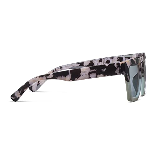 Peepers by PeeperSpecs Women's Out of Office Sun Square Polarized, No Correction Sunglasses, Black Marble/Mint, 51 + 0