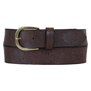 eddie bauer women's casual leather belts, one size fits most, floral tooled-brown, small