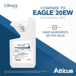 Gravex 20 EW (16 oz) Fungicide by Atticus (Compare to Eagle 20EW) - Myclobutanil Systemic Fungus Control for Lawns, Landscapes, and Greenhouses