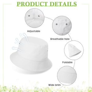 24 Pcs Washed Cotton Bucket Hats Bulk Packable Outdoor Sun Hat Wide Brim Fishing Hat Travel Beach Summer Cap for Men Women (White)