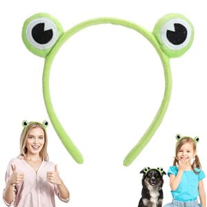 WLLHYF 1Pcs Cute Frog Headband Spa Headband Head Hoop Frog Eye Makeup Head Band Soft Elastic Hair Band for Washing Face Head Wrap Funny Hair Band for Girls Women Yoga Skincare Headbands