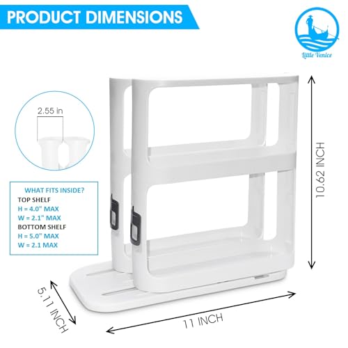 Little Venice Spice Rack - Bathroom Organizer | Kitchen Organizer | Medicine Cabinet Organizer | Pantry Storage Rack and Makeup Storage! | Vertical Spice Rack Organizer, White 1 each per pack