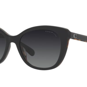 Coach HC8365U Universal Fit Sunglasses, Black/Dark Tortoise/Grey Gradient Polarized, 55 mm