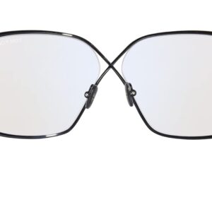 Tom Ford Eyeglasses FT 5841 -B 001 Shiny Black, t Logo/Blue Block Lenses