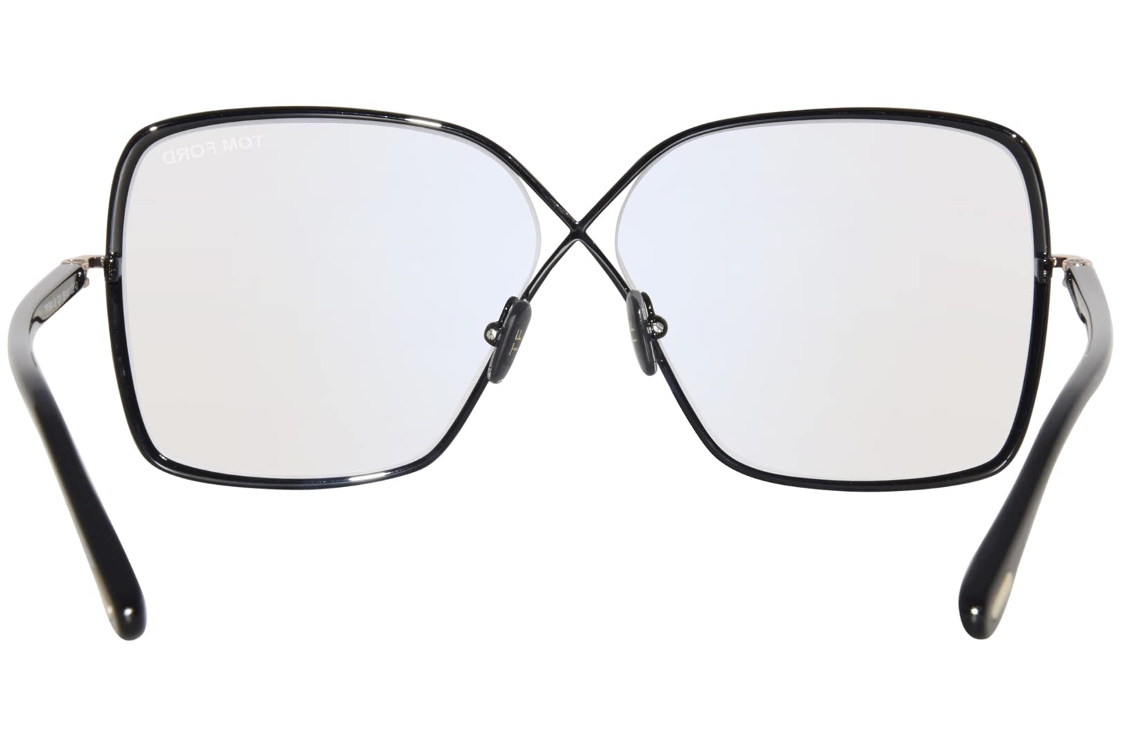 Tom Ford Eyeglasses FT 5841 -B 001 Shiny Black, t Logo/Blue Block Lenses