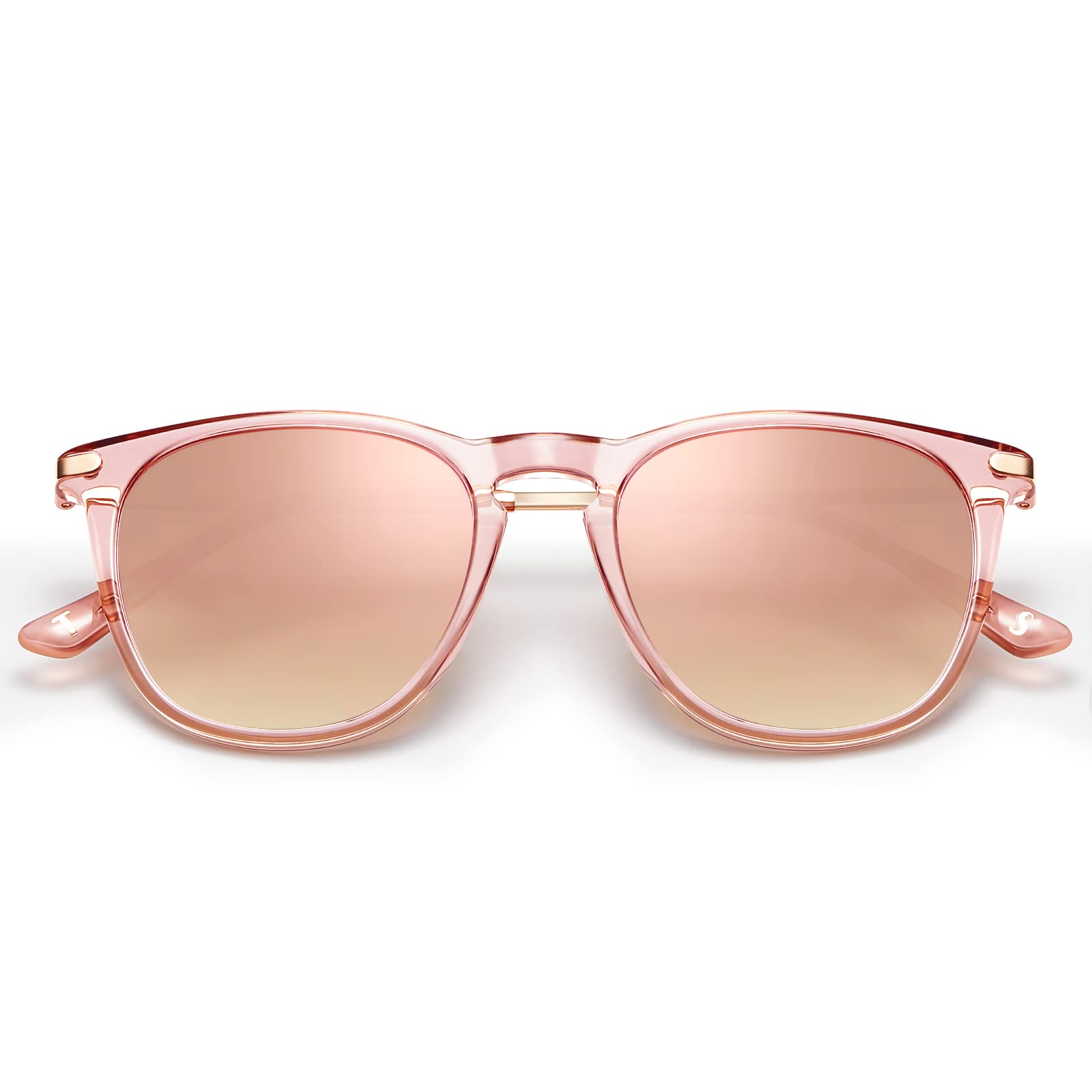 CARFIA Pink Mirrored Lightweight Polarized Sunglasses for Women UV Protection, Retro Square Ladies Sunnies Driving Eyewears